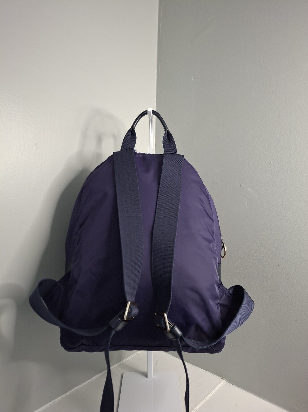 Tory Burch Virginia Navy Nylon Mini Backpack Gold Hardware EUC - Picture 2 of 8